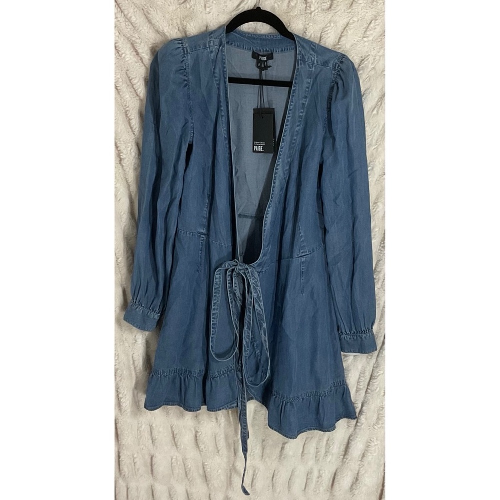 PAIGE Kendry Juno Long Sleeve Denim Wrap Dress